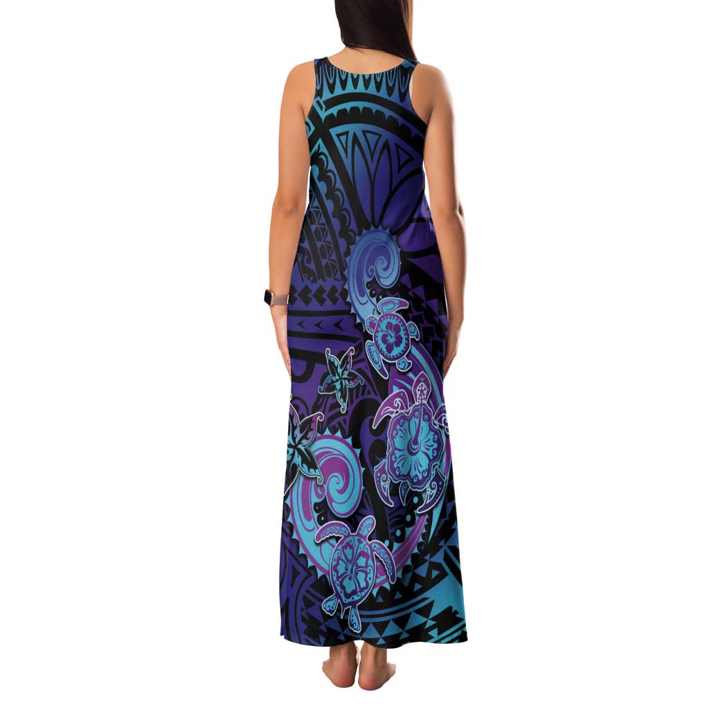 Hawaii Makahiki Turtle Tank Maxi Dress Spiral Polynesian Tattoo LT05 - Polynesian Pride