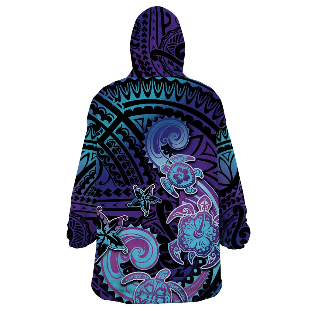 Hawaii Makahiki Turtle Wearable Blanket Hoodie Spiral Polynesian Tattoo LT05 - Polynesian Pride