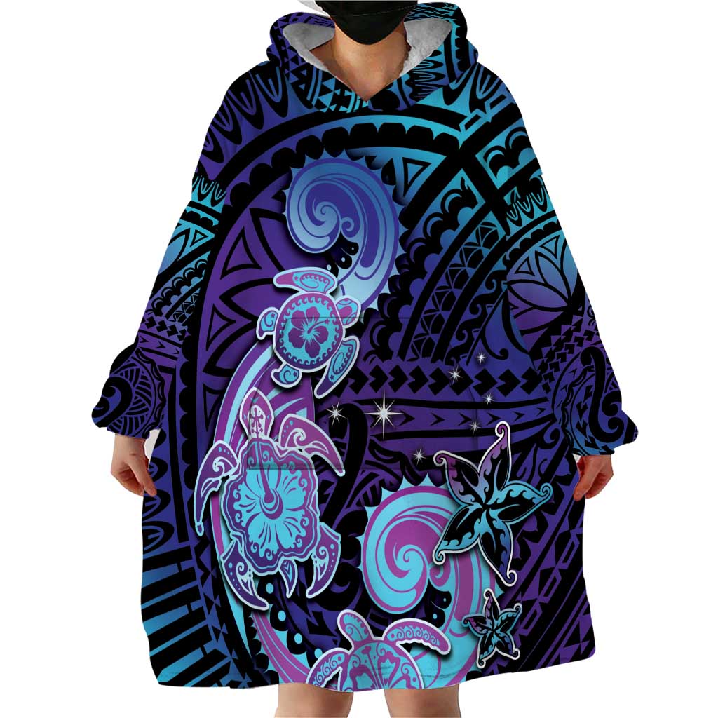Hawaii Makahiki Turtle Wearable Blanket Hoodie Spiral Polynesian Tattoo LT05 - Polynesian Pride