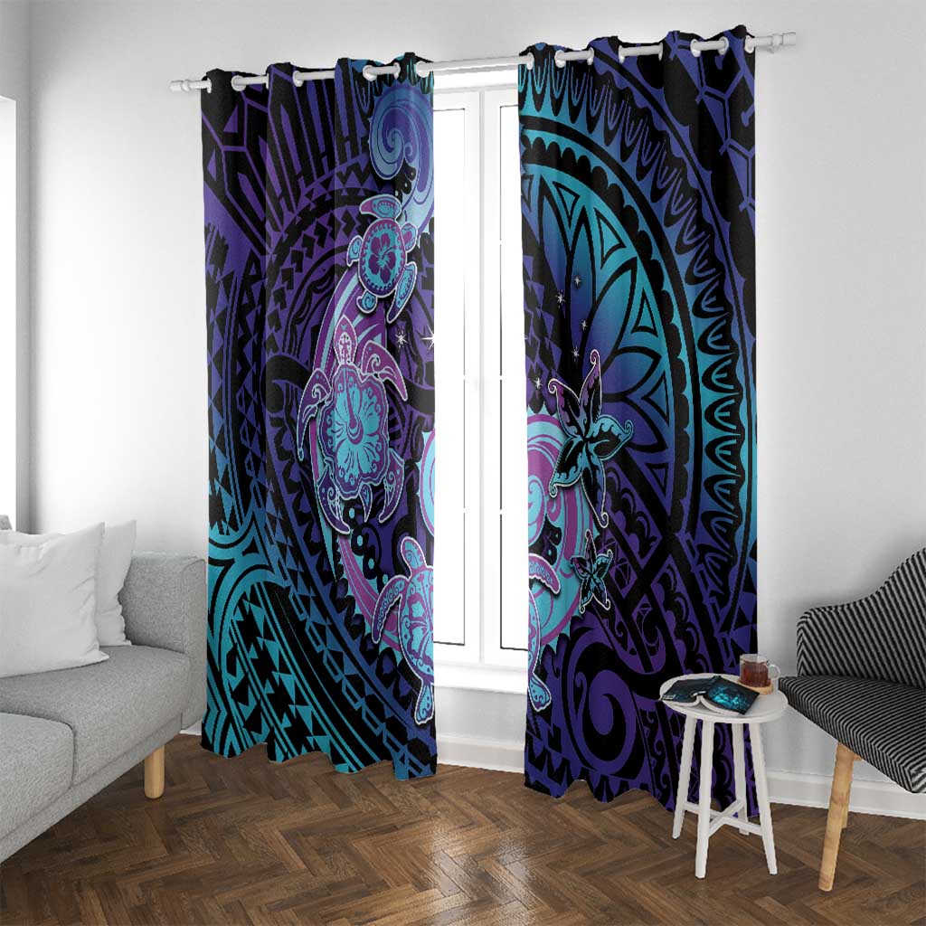 Hawaii Makahiki Turtle Window Curtain Spiral Polynesian Tattoo LT05 With Grommets Purple - Polynesian Pride