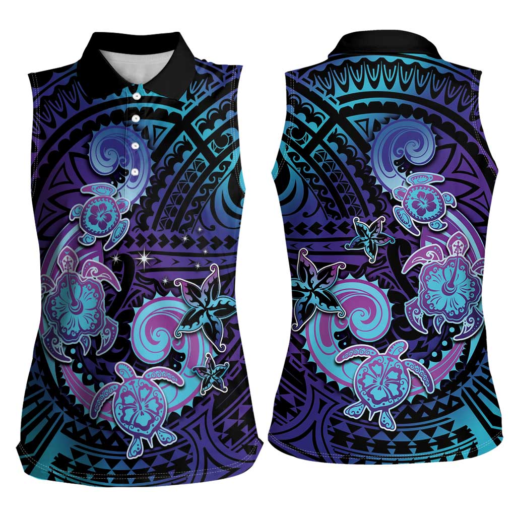 Hawaii Makahiki Turtle Women Sleeveless Polo Shirt Spiral Polynesian Tattoo LT05 - Polynesian Pride