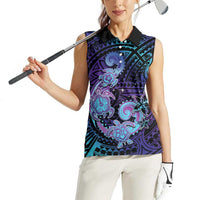 Hawaii Makahiki Turtle Women Sleeveless Polo Shirt Spiral Polynesian Tattoo LT05 - Polynesian Pride