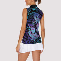Hawaii Makahiki Turtle Women Sleeveless Polo Shirt Spiral Polynesian Tattoo LT05 - Polynesian Pride