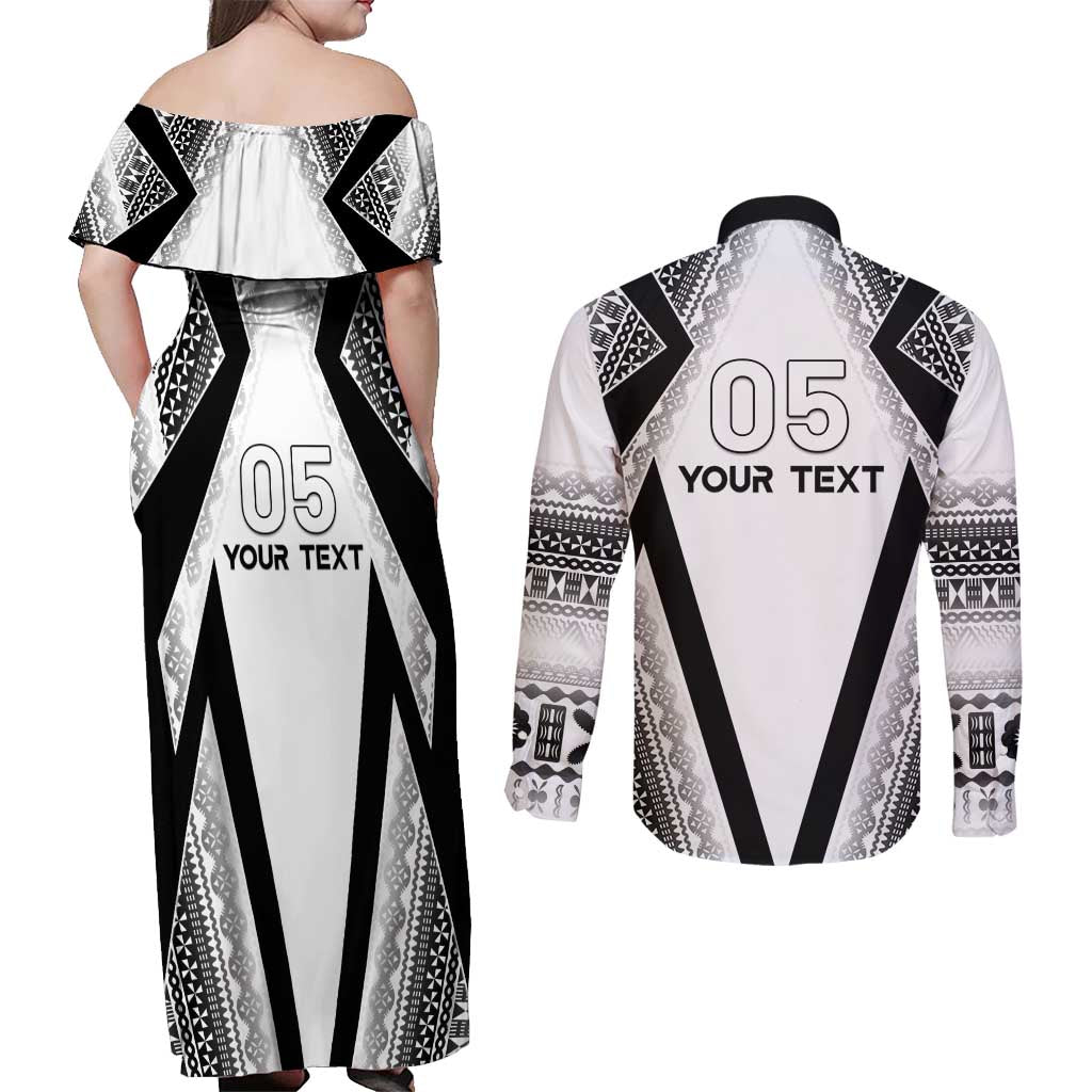 Custom Bula Fiji Football Couples Matching Off Shoulder Maxi Dress and Long Sleeve Button Shirt Go Champions - Polynesian Pride