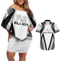 Custom Bula Fiji Football Couples Matching Off Shoulder Short Dress and Hawaiian Shirt Go Champions - Polynesian Pride