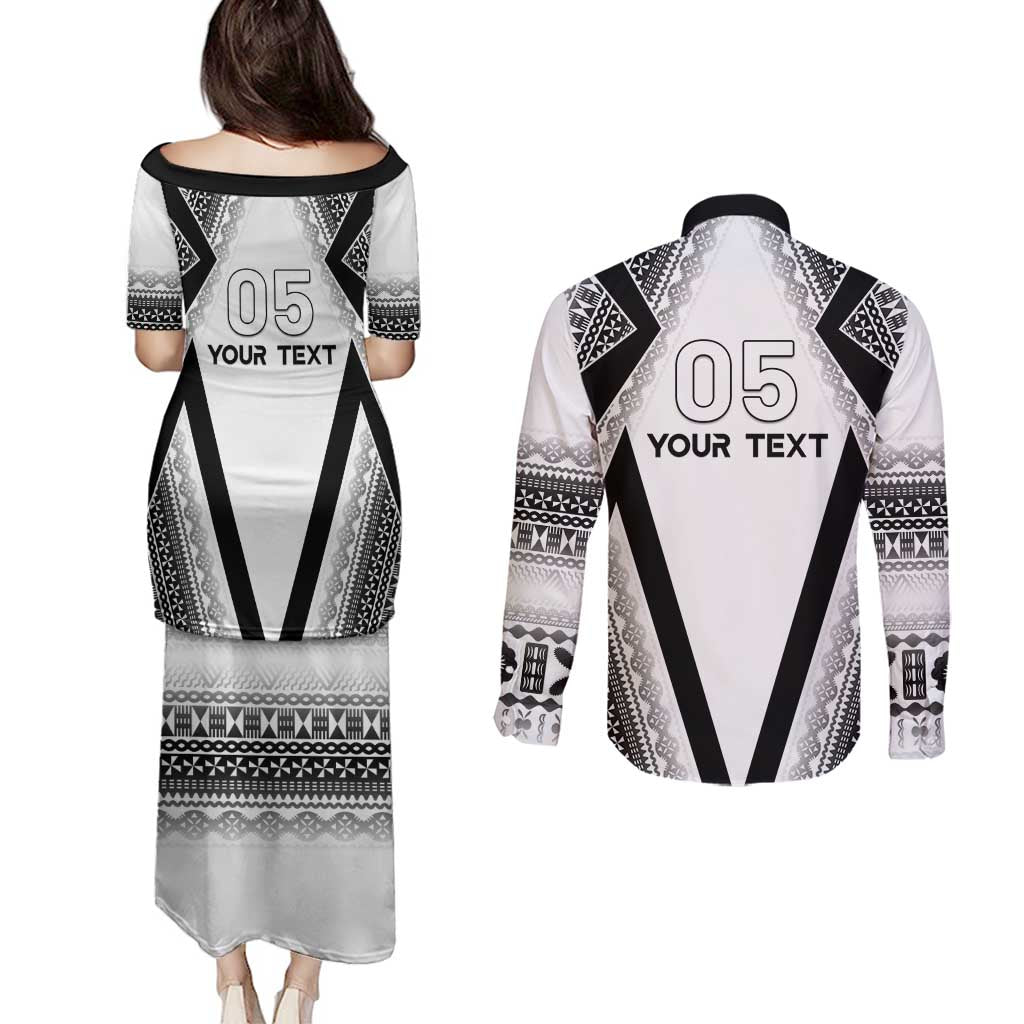 Custom Bula Fiji Football Couples Matching Puletasi and Long Sleeve Button Shirt Go Champions - Polynesian Pride