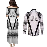 Custom Bula Fiji Football Couples Matching Puletasi and Long Sleeve Button Shirt Go Champions - Polynesian Pride