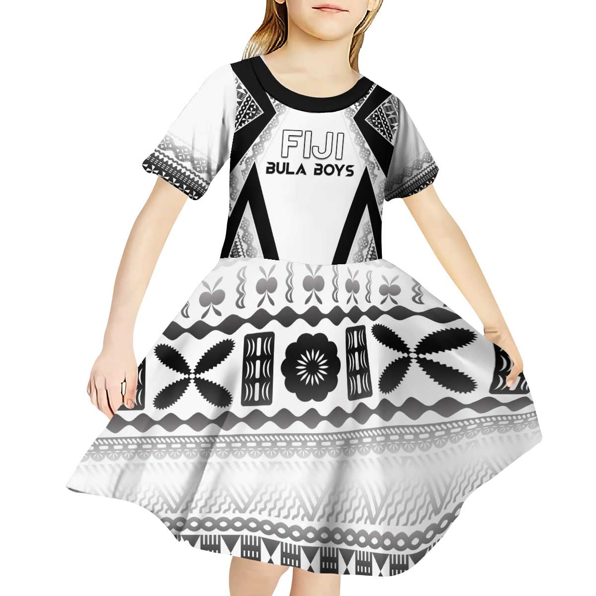 Custom Bula Fiji Football Kid Short Sleeve Dress Go Champions - Polynesian Pride