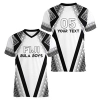 Custom Bula Fiji Football Women V-Neck T-Shirt Go Champions - Polynesian Pride