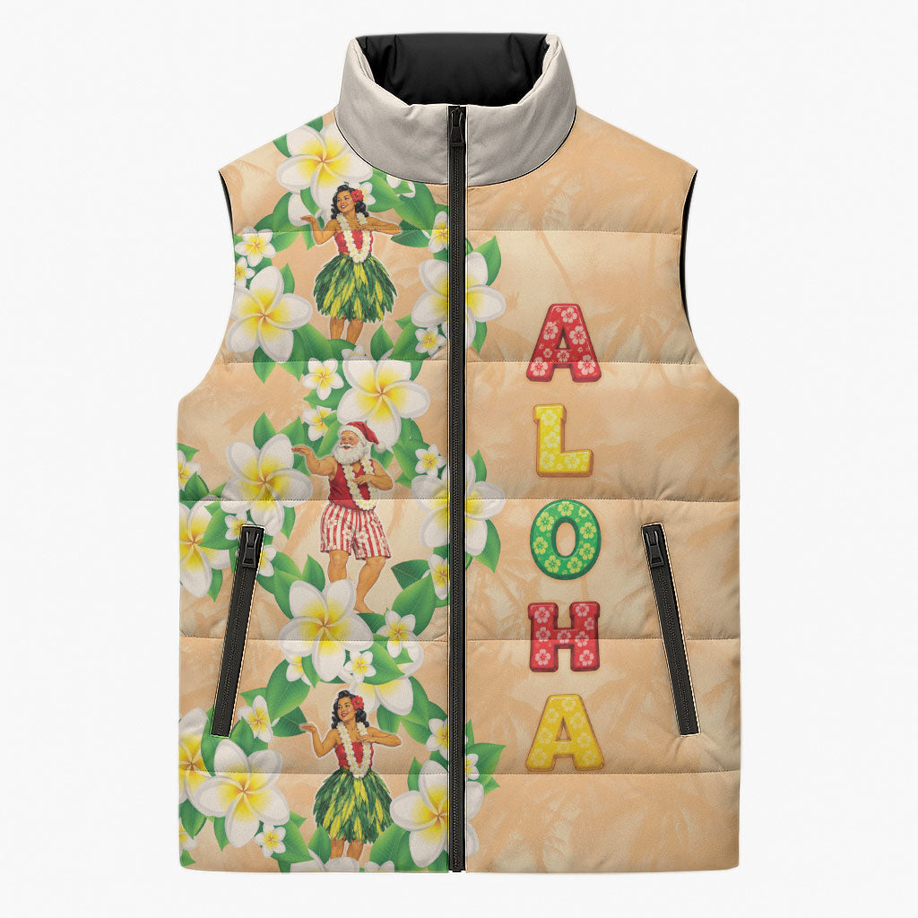 Aloha Hawaii Chilly Christmas Sleeveless Puffer Jacket Tropical Vibes LT05 Unisex Beige - Polynesian Pride