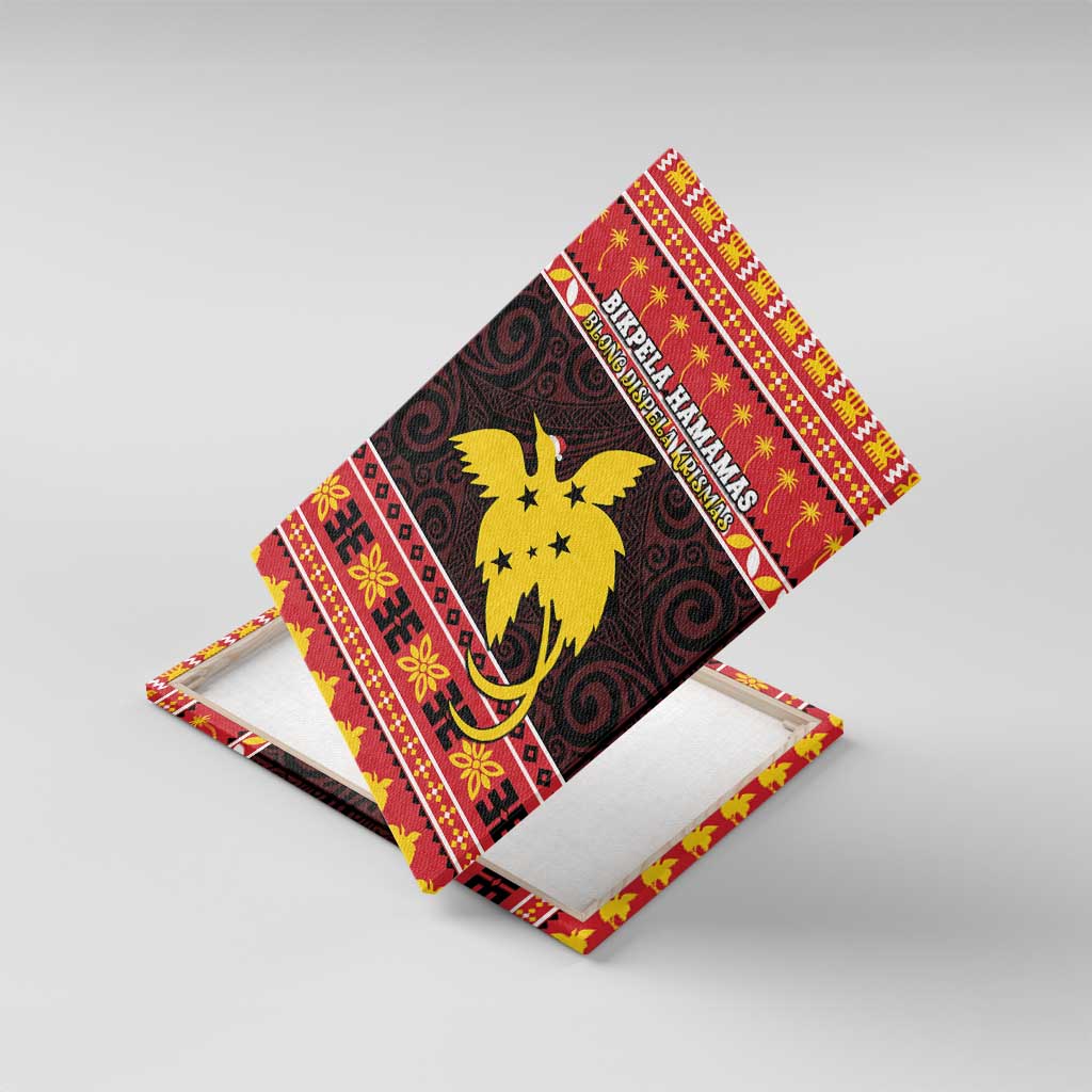 Papua New Guinea Christmas Canvas Wall Art Santa Raggiana LT05 With Frame Red - Polynesian Pride
