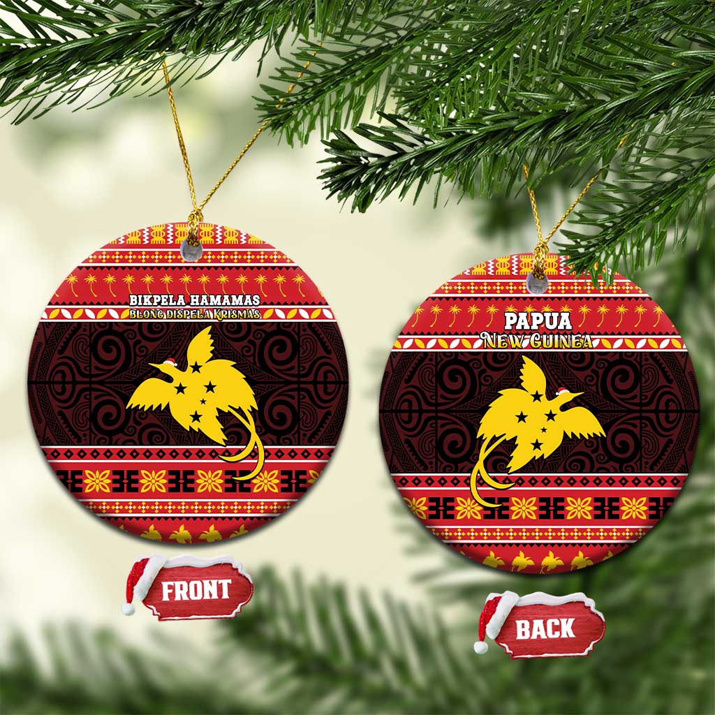 Papua New Guinea Christmas Ceramic Ornament Santa Raggiana LT05 Circle Red - Polynesian Pride