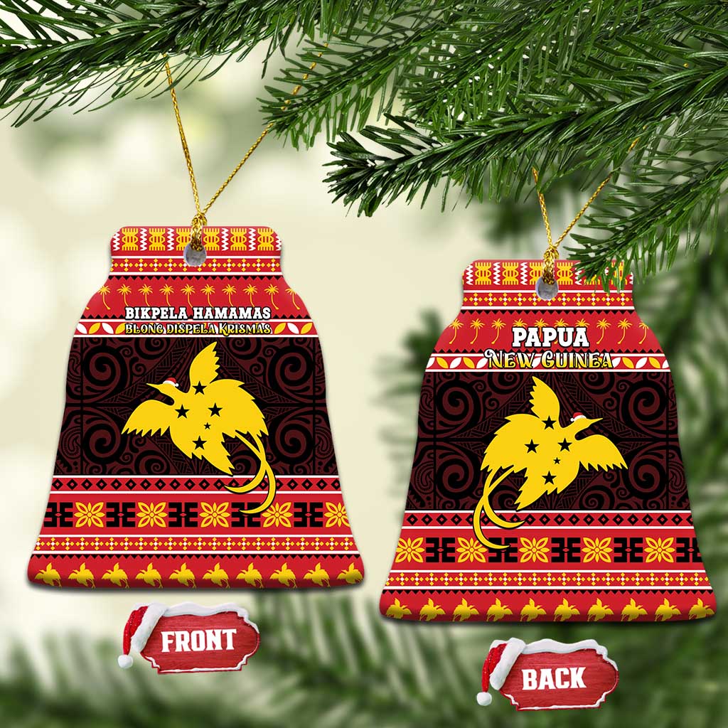 Papua New Guinea Christmas Ceramic Ornament Santa Raggiana LT05 Bell Flake Red - Polynesian Pride