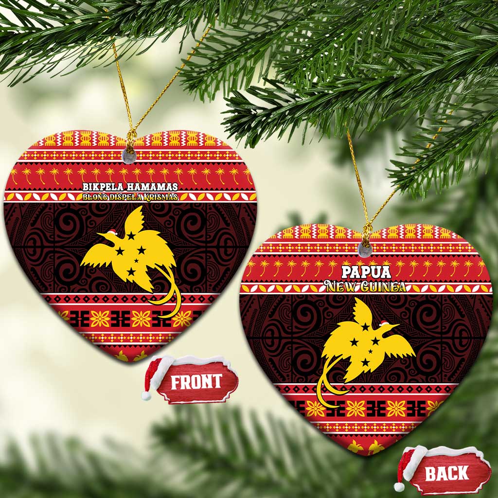 Papua New Guinea Christmas Ceramic Ornament Santa Raggiana LT05 Heart Red - Polynesian Pride