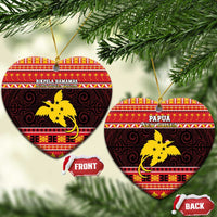 Papua New Guinea Christmas Ceramic Ornament Santa Raggiana LT05 Heart Red - Polynesian Pride