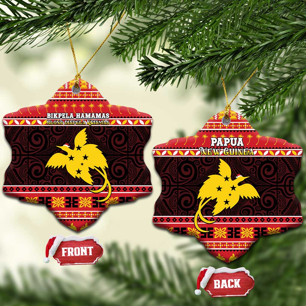 Papua New Guinea Christmas Ceramic Ornament Santa Raggiana LT05 Snow Flake Red - Polynesian Pride