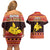 Papua New Guinea Christmas Couples Matching Off Shoulder Short Dress and Hawaiian Shirt Santa Raggiana