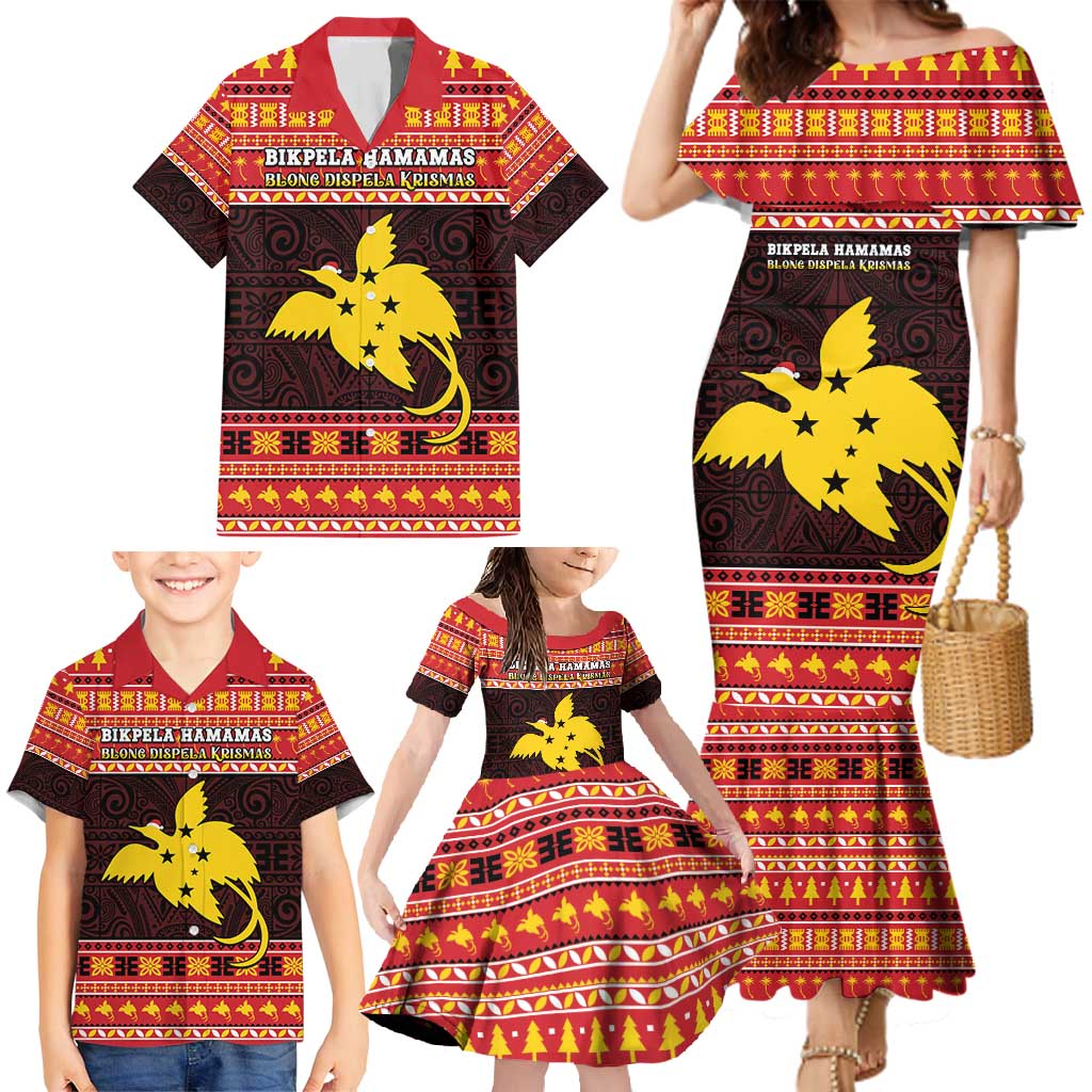 Papua New Guinea Christmas Family Matching Mermaid Dress and Hawaiian Shirt Santa Raggiana LT05 - Polynesian Pride