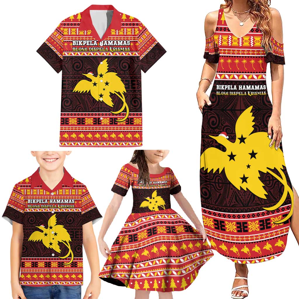 Papua New Guinea Christmas Family Matching Summer Maxi Dress and Hawaiian Shirt Santa Raggiana LT05 - Polynesian Pride