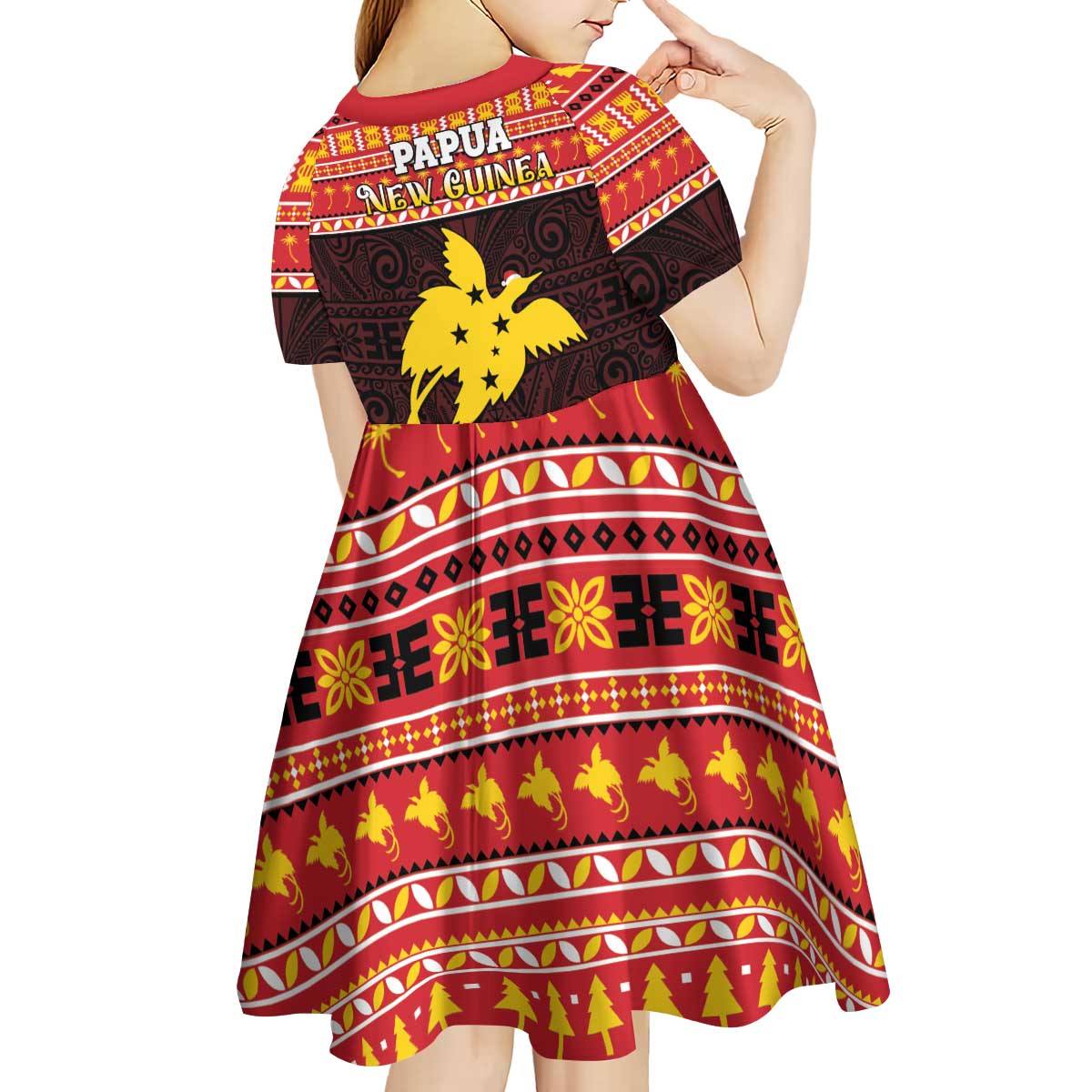 Papua New Guinea Christmas Kid Short Sleeve Dress Santa Raggiana