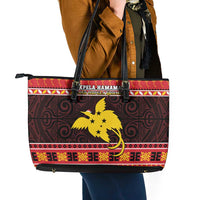 Papua New Guinea Christmas Leather Tote Bag Santa Raggiana LT05 - Polynesian Pride