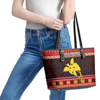 Papua New Guinea Christmas Leather Tote Bag Santa Raggiana LT05 - Polynesian Pride