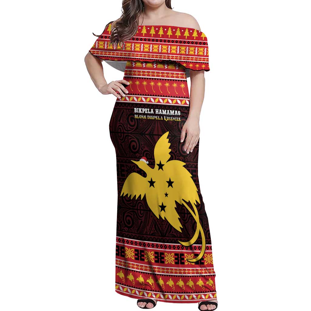 Papua New Guinea Christmas Off Shoulder Maxi Dress Santa Raggiana