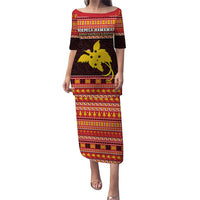 Papua New Guinea Christmas Puletasi Santa Raggiana LT05 Long Dress Red - Polynesian Pride