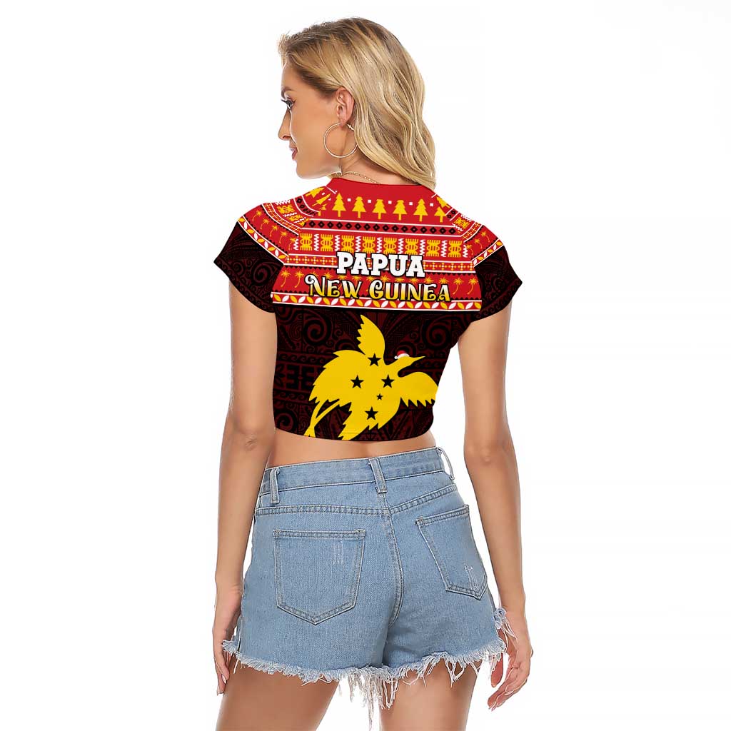 Papua New Guinea Christmas Raglan Cropped T Shirt Santa Raggiana LT05 - Polynesian Pride