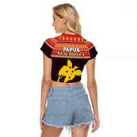 Papua New Guinea Christmas Raglan Cropped T Shirt Santa Raggiana LT05 - Polynesian Pride