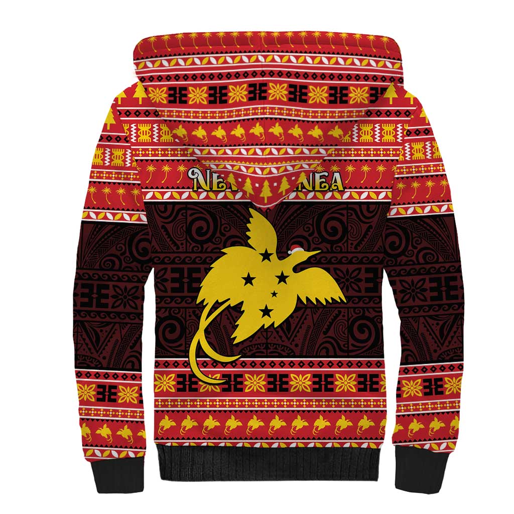 Papua New Guinea Christmas Sherpa Hoodie Santa Raggiana LT05 - Polynesian Pride