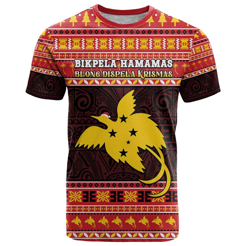 Papua New Guinea Christmas T Shirt Santa Raggiana LT05 Red - Polynesian Pride