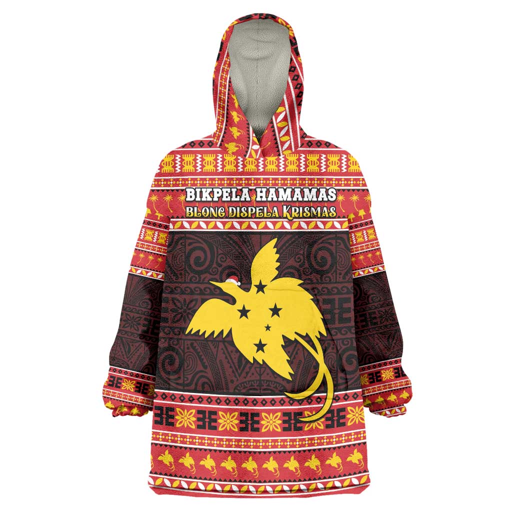 Papua New Guinea Christmas Wearable Blanket Hoodie Santa Raggiana LT05 One Size Red - Polynesian Pride