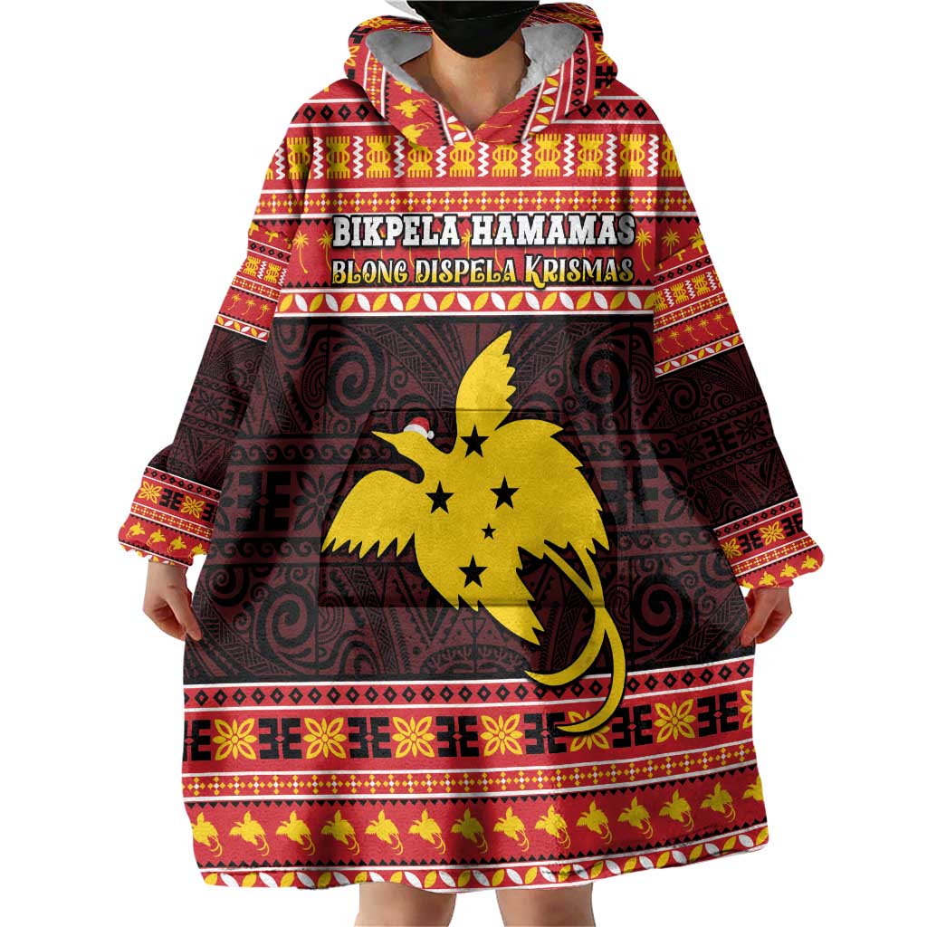 Papua New Guinea Christmas Wearable Blanket Hoodie Santa Raggiana LT05 - Polynesian Pride