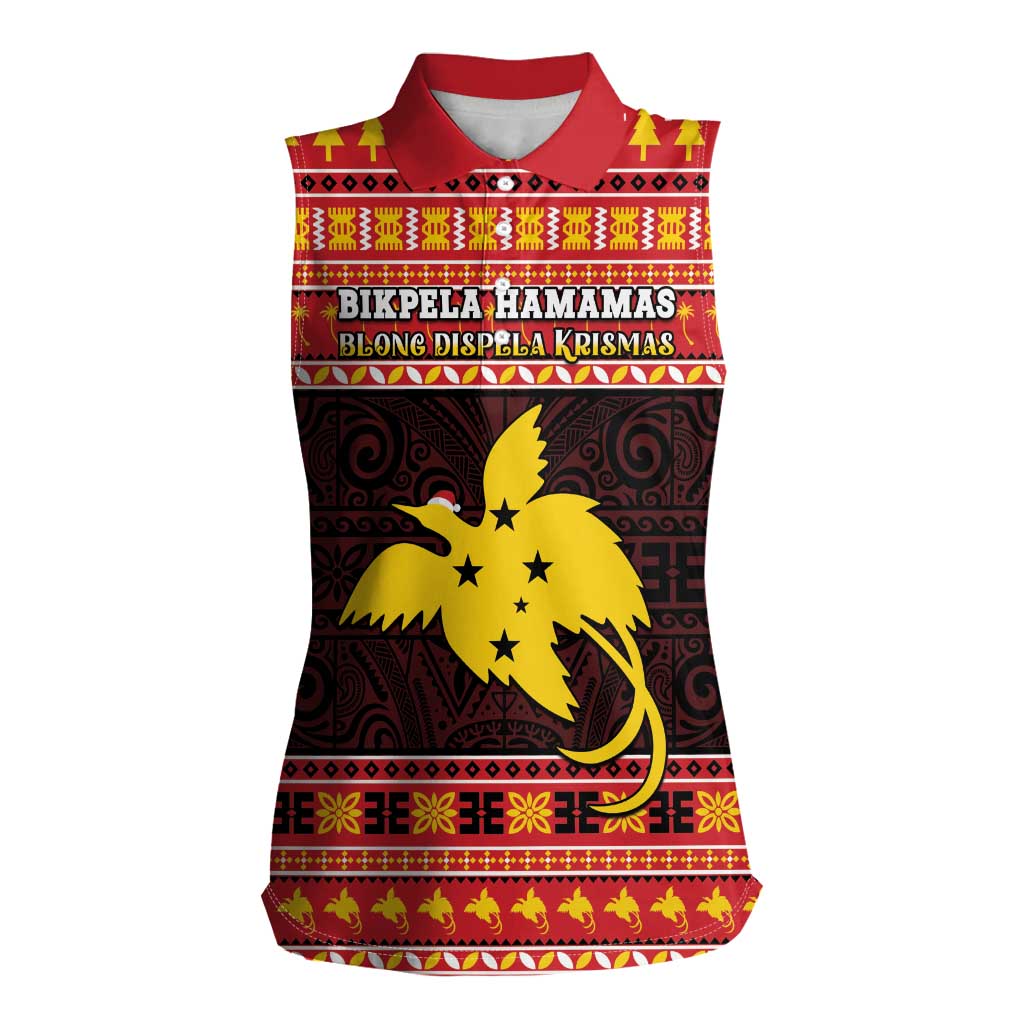 Papua New Guinea Christmas Women Sleeveless Polo Shirt Santa Raggiana