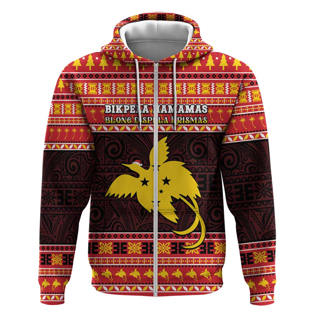 Papua New Guinea Christmas Zip Hoodie Santa Raggiana