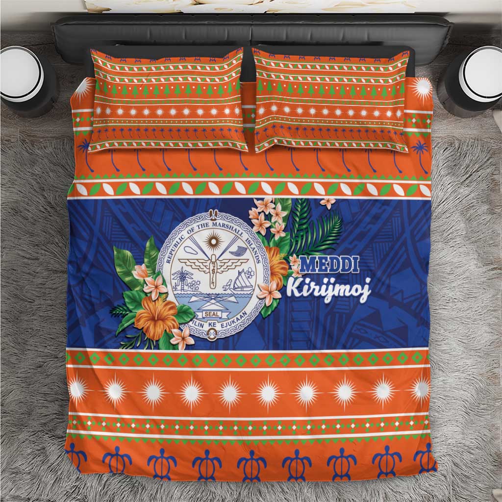 Marshall Islands Christmas Bedding Set Marshallese Seal Meddi Kirijmoj