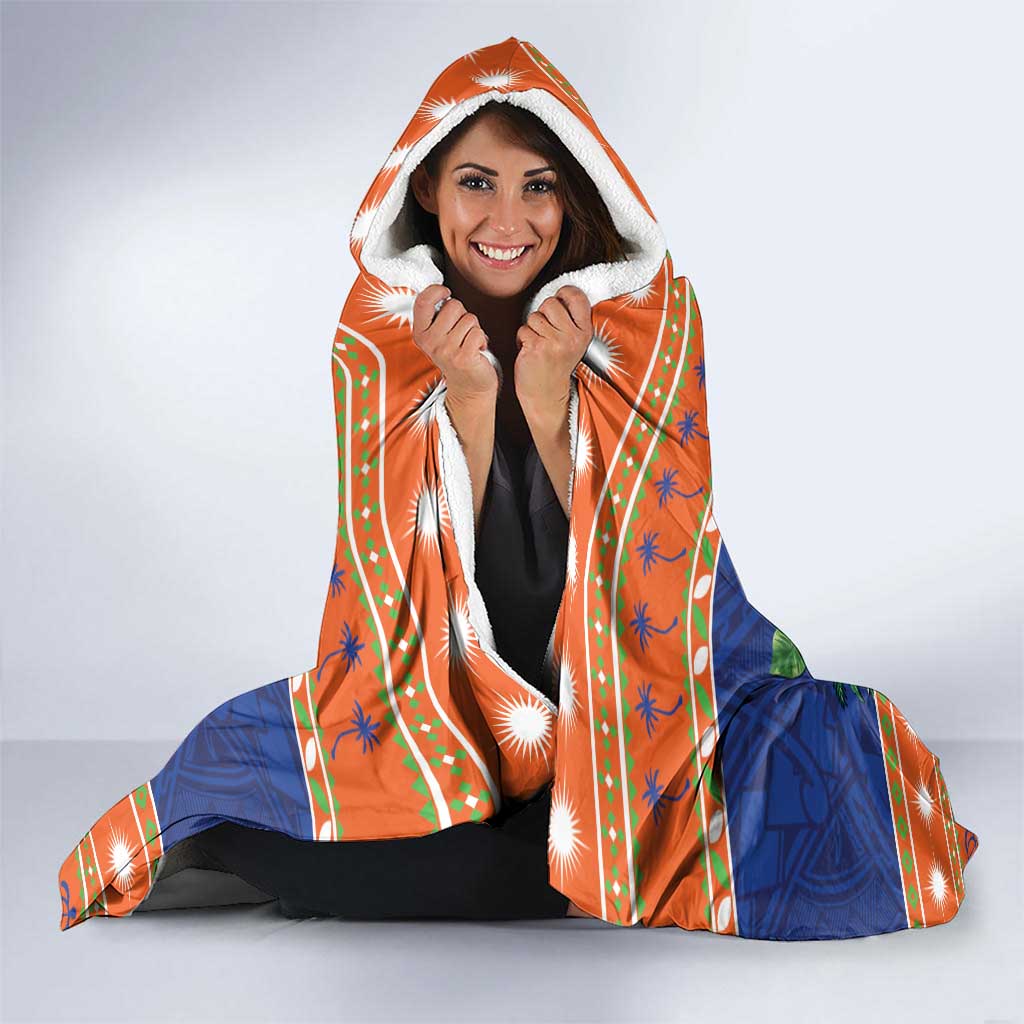 Marshall Islands Christmas Hooded Blanket Marshallese Seal Meddi Kirijmoj