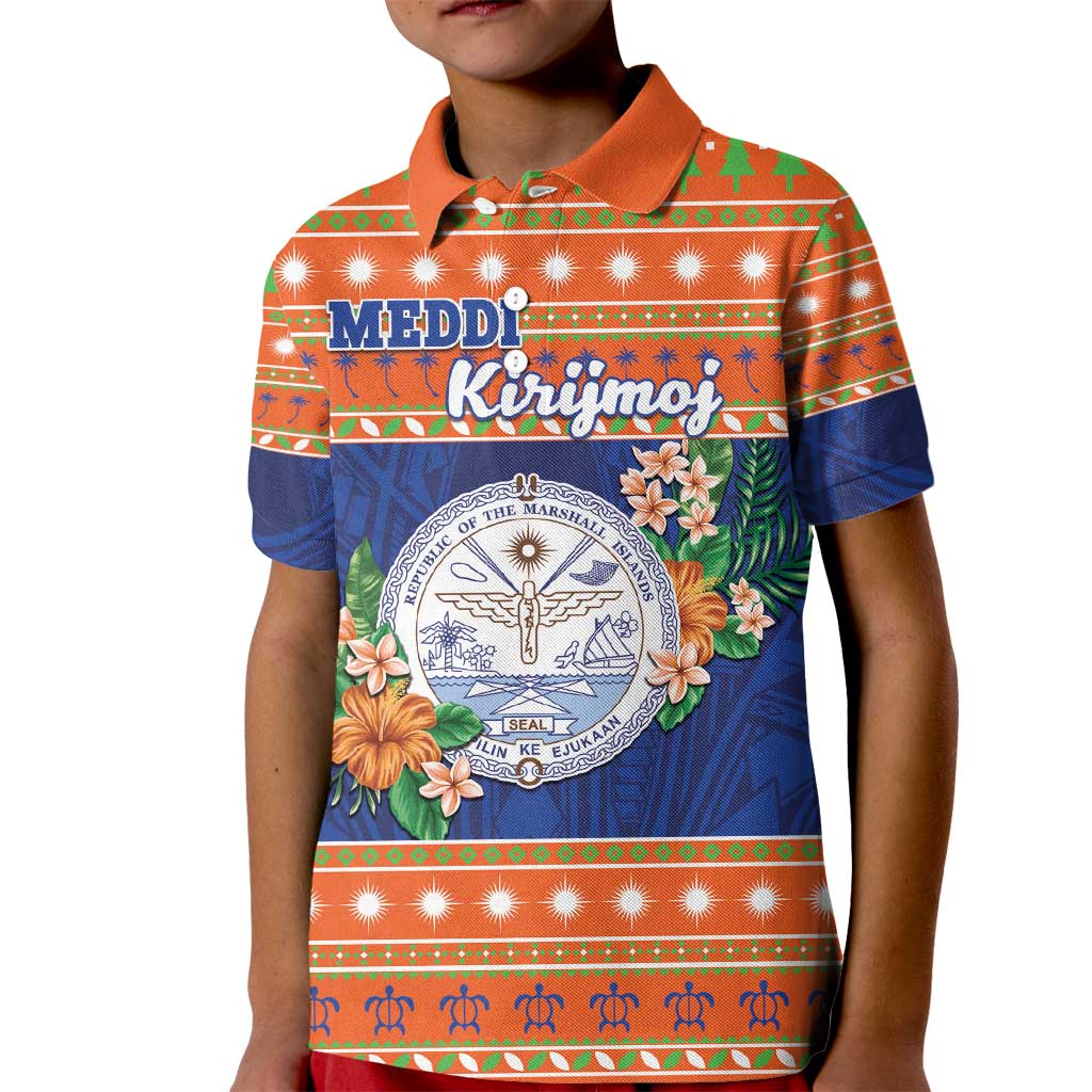 Marshall Islands Christmas Kid Polo Shirt Marshallese Seal Meddi Kirijmoj