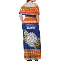 Marshall Islands Christmas Off Shoulder Maxi Dress Marshallese Seal Meddi Kirijmoj