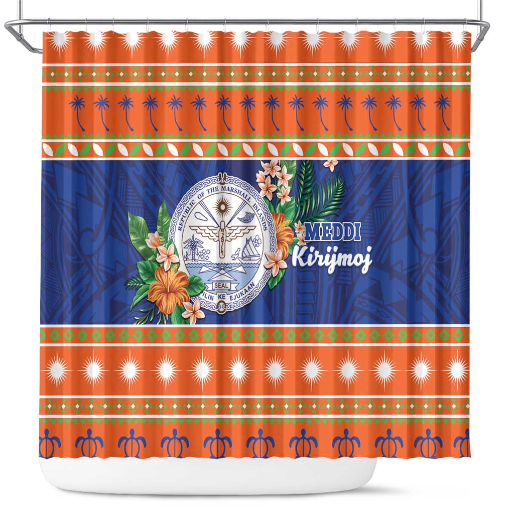 Marshall Islands Christmas Shower Curtain Marshallese Seal Meddi Kirijmoj