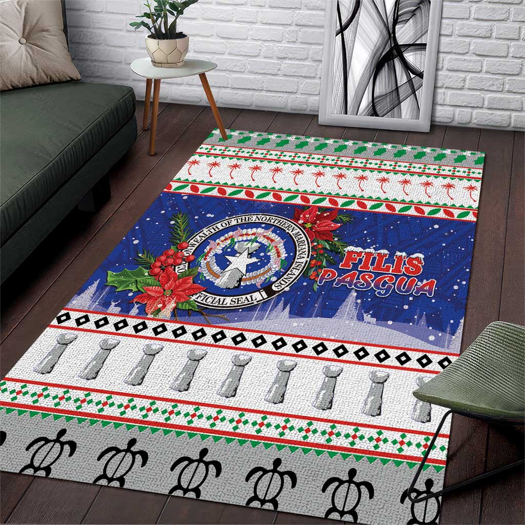 Northern Mariana Islands Christmas Area Rug Poinsettia Filis Pasgua