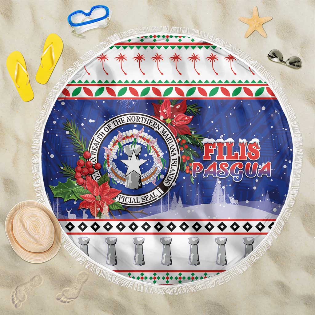 Northern Mariana Islands Christmas Beach Blanket Poinsettia Filis Pasgua