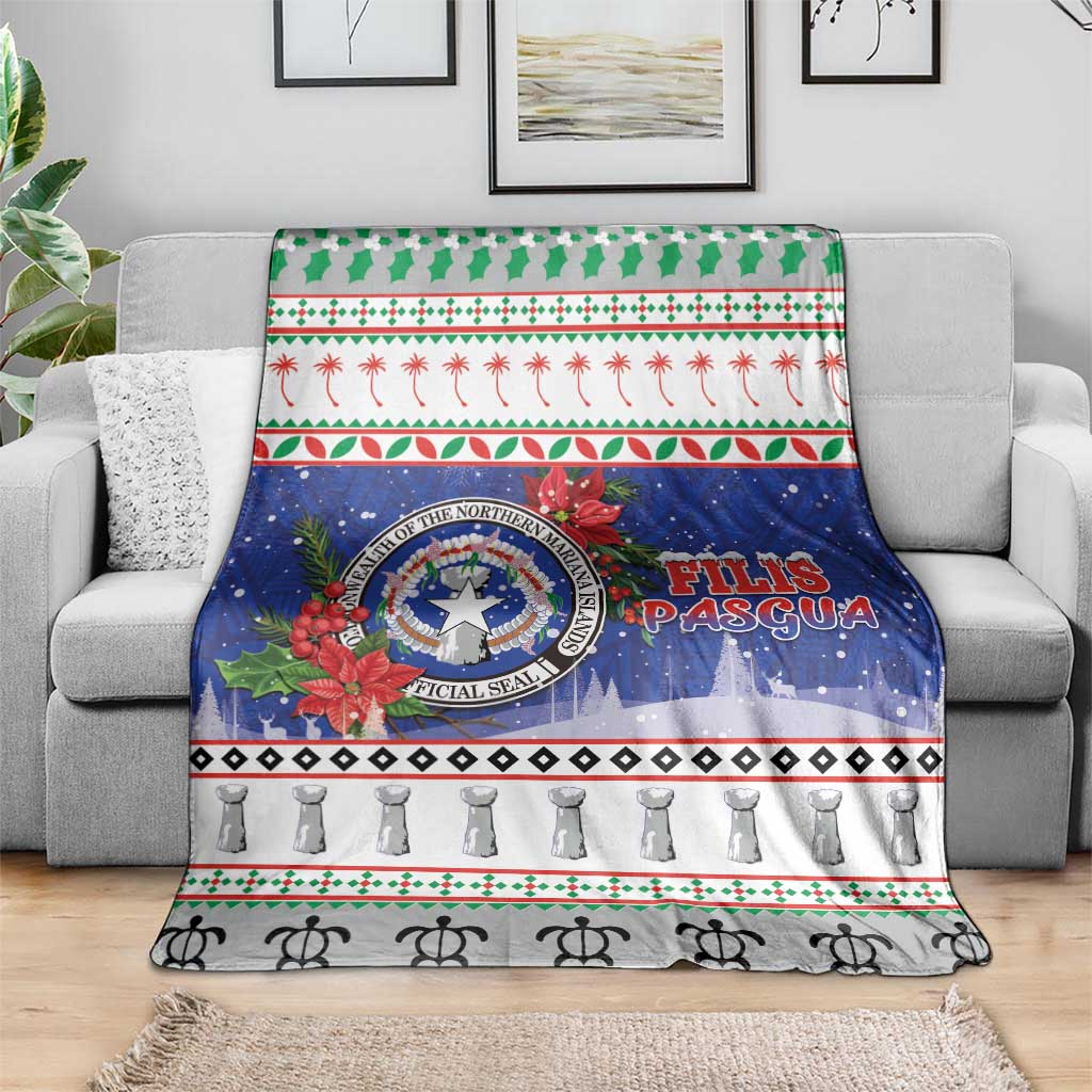Northern Mariana Islands Christmas Blanket Poinsettia Filis Pasgua