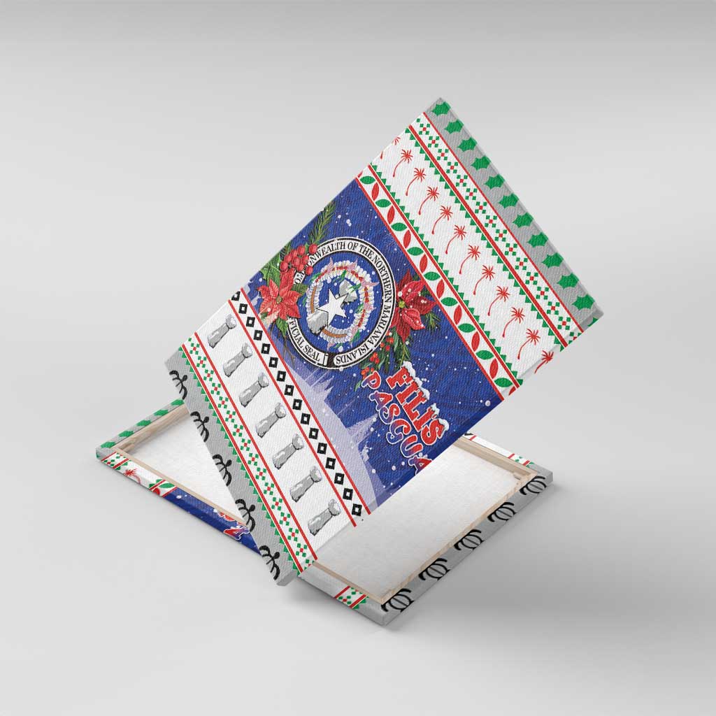 Northern Mariana Islands Christmas Canvas Wall Art Poinsettia Filis Pasgua