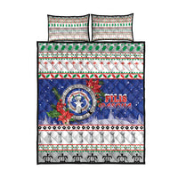 Northern Mariana Islands Christmas Quilt Bed Set Poinsettia Filis Pasgua
