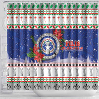 Northern Mariana Islands Christmas Shower Curtain Poinsettia Filis Pasgua