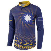 Nauru Angam Day Button Sweatshirt Polynesian Tribal Pattern Unique Style - Polynesian Pride