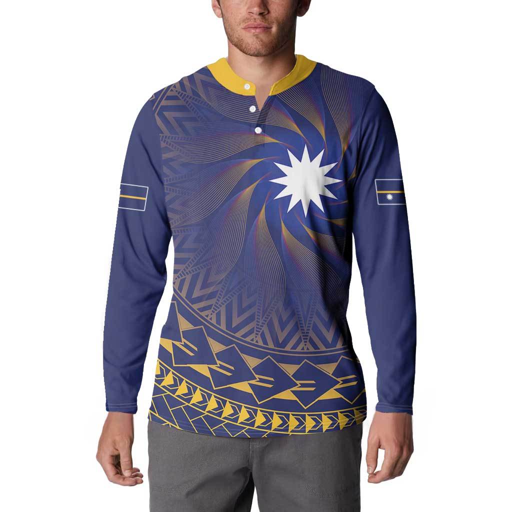 Nauru Angam Day Button Sweatshirt Polynesian Tribal Pattern Unique Style - Polynesian Pride