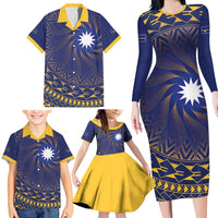 Nauru Angam Day Family Matching Long Sleeve Bodycon Dress and Hawaiian Shirt Polynesian Tribal Pattern Unique Style - Polynesian Pride